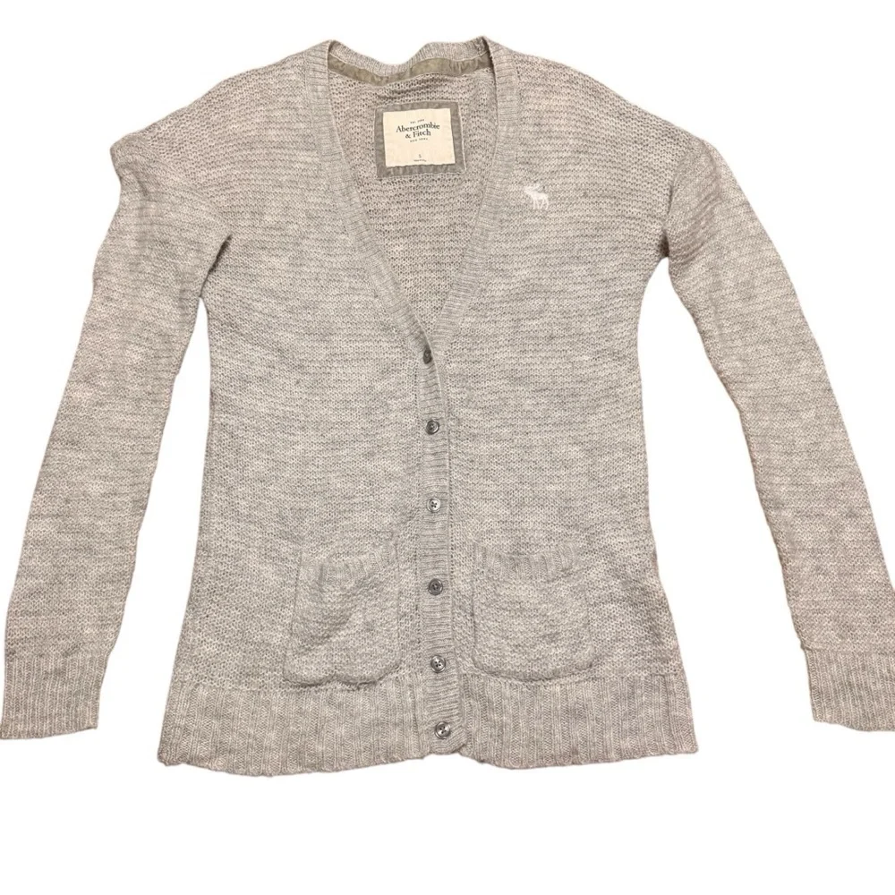 Abercrombie & Fitch | Light Gray Wool Blend Button Moose Cardigan | Sz S